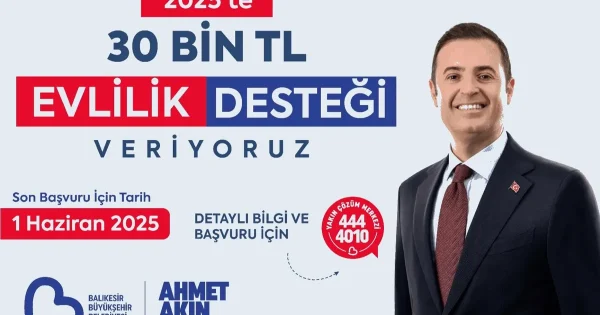 Balıkesir’den 30 bin liralık evlilik desteği